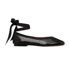 Tory Burch Herringbone Wrap Ballet Patent Leather Flats Perfect Black Size 7